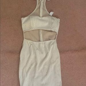 Tan/white lace dress